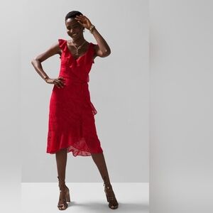 NWT WHBM Eyelet Ruffle Wrap Dress